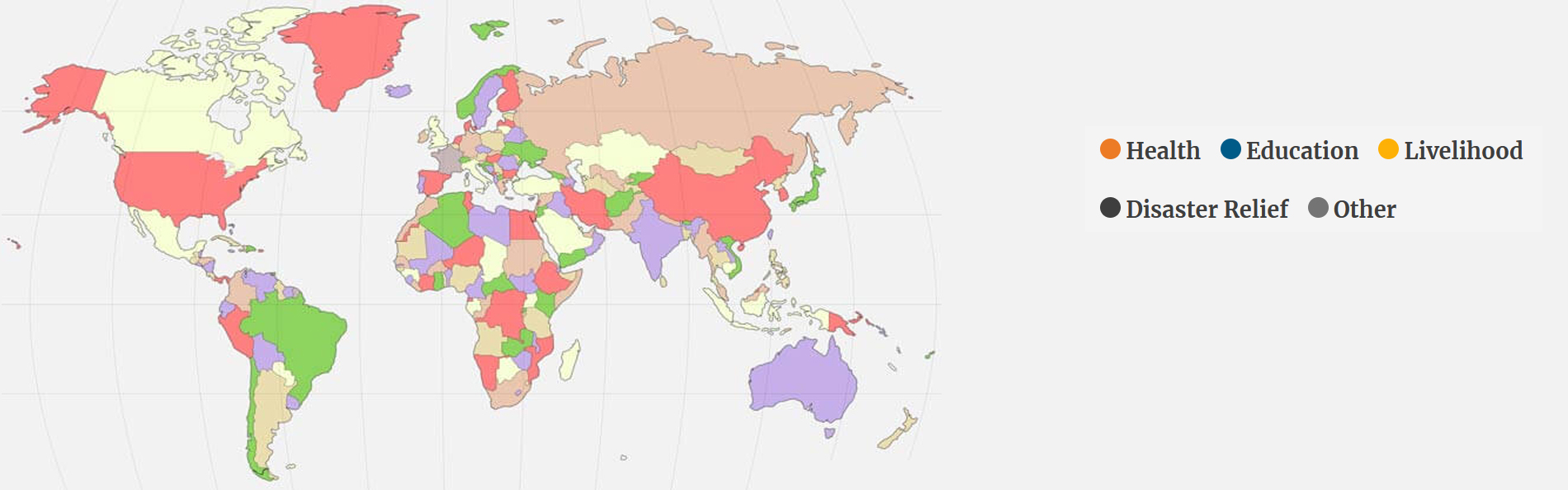 Map showing areas where Mekaworld Foundation worked on projects and programmes
